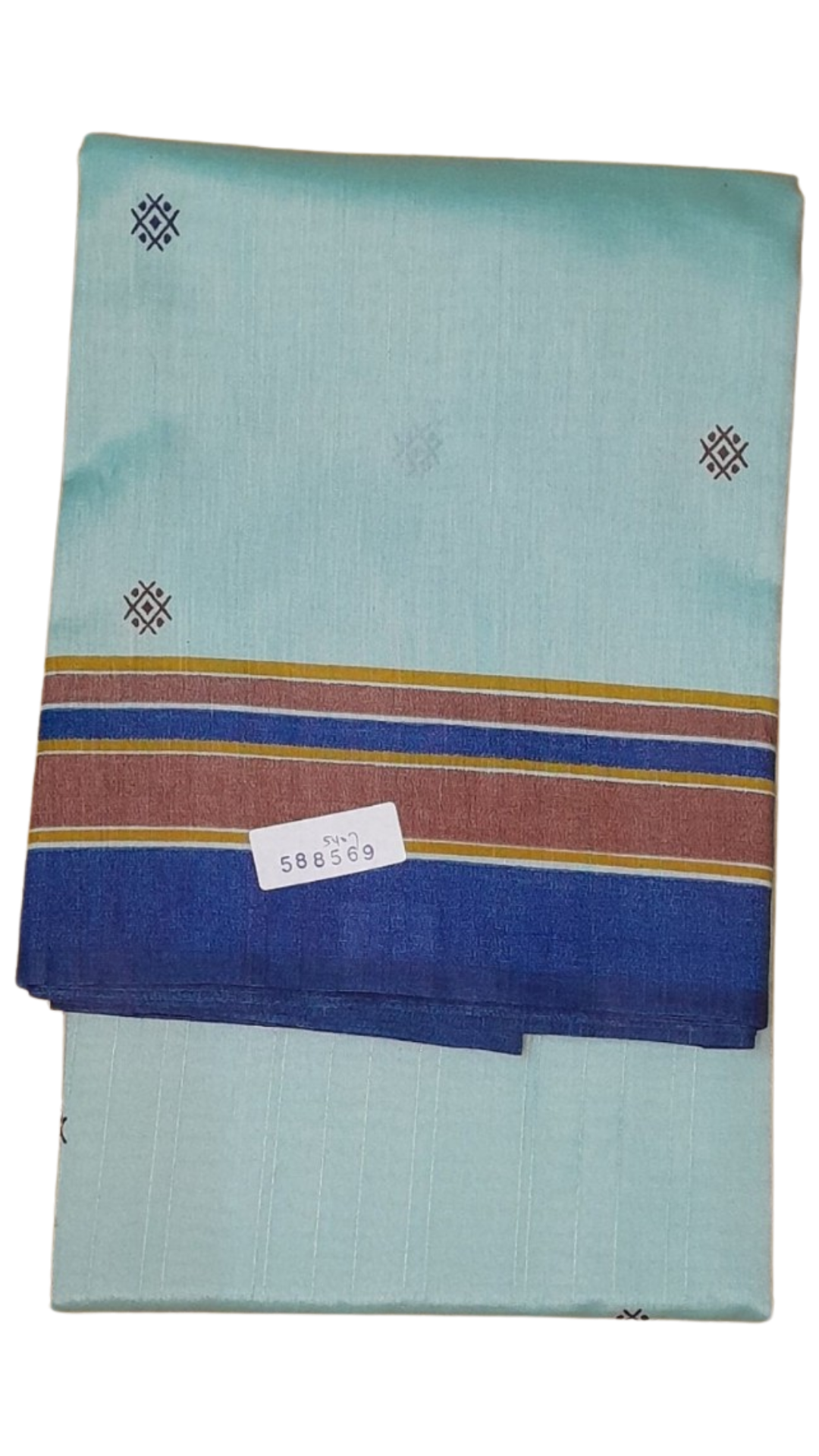 Forever Trending Royal Blue Turquoise Blue SIlk Cotton Saree Embellished With Navy Blue & Brown Motifs - With Blouse - SonaMandir