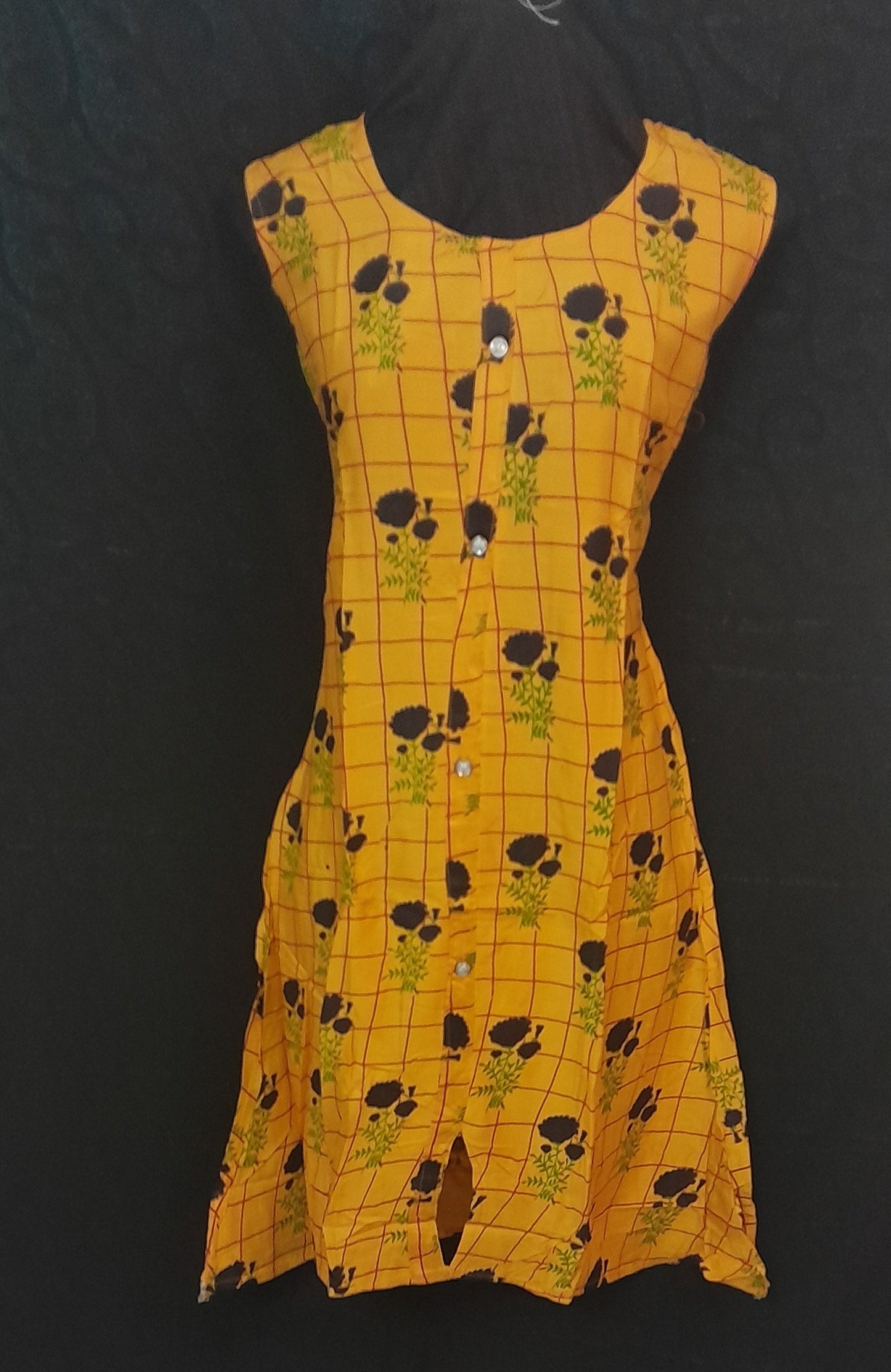 Womens Round Neck Mustard Kurti With Sleeves Unstitched - Size ( XXL )