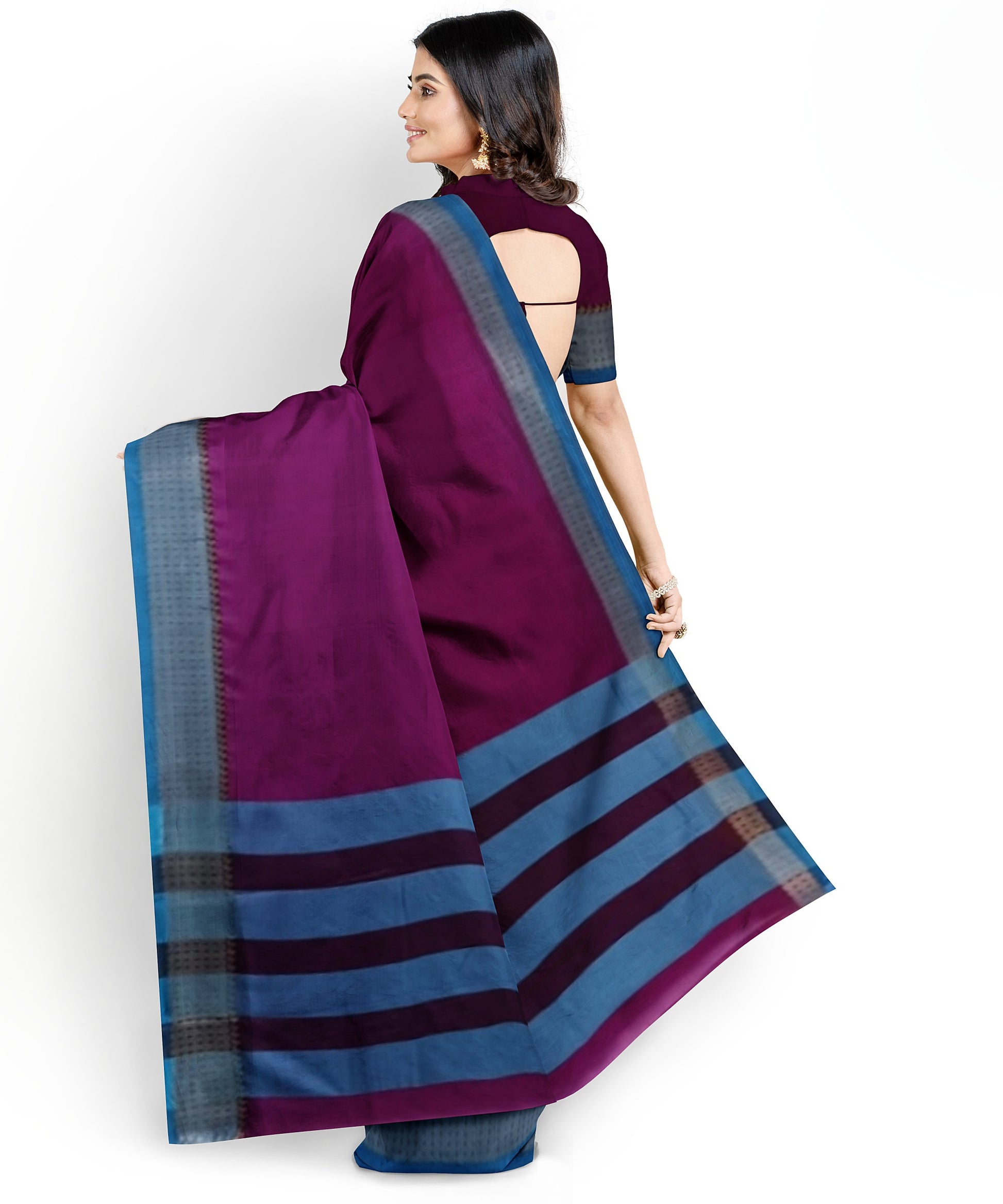 Women's Silk Cotton Saree With Contrast Zari Running Border & Blouse - With Blouse - SonaMandir