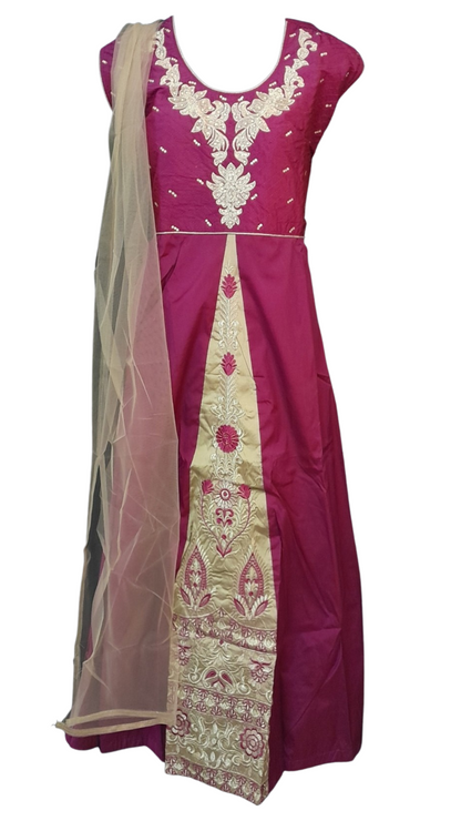 Angoori Gown Style Women's Salwar With Netted Shall & Faun Bottom - Size ( XL )