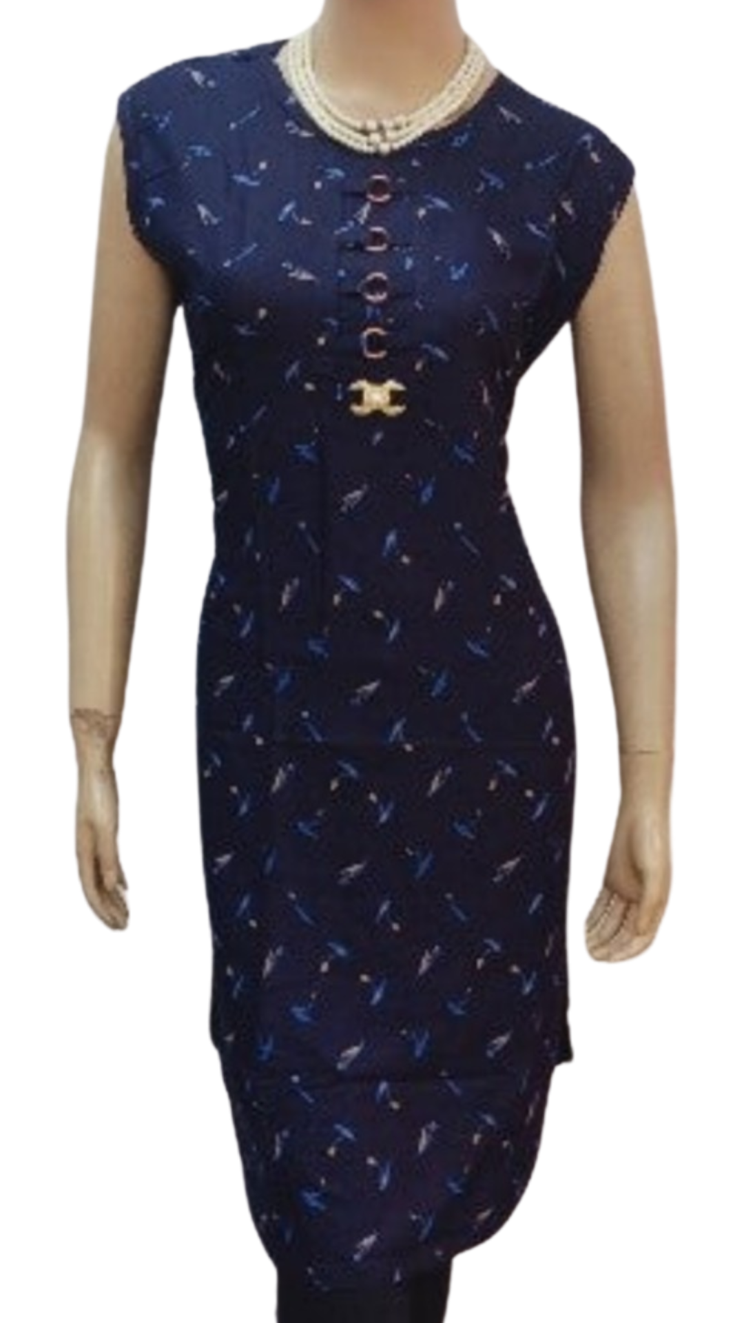 Women's Rayon Kurti With Contrast Print Sleeves Unstitched - Size(XL,XXL) - SonaMandir
