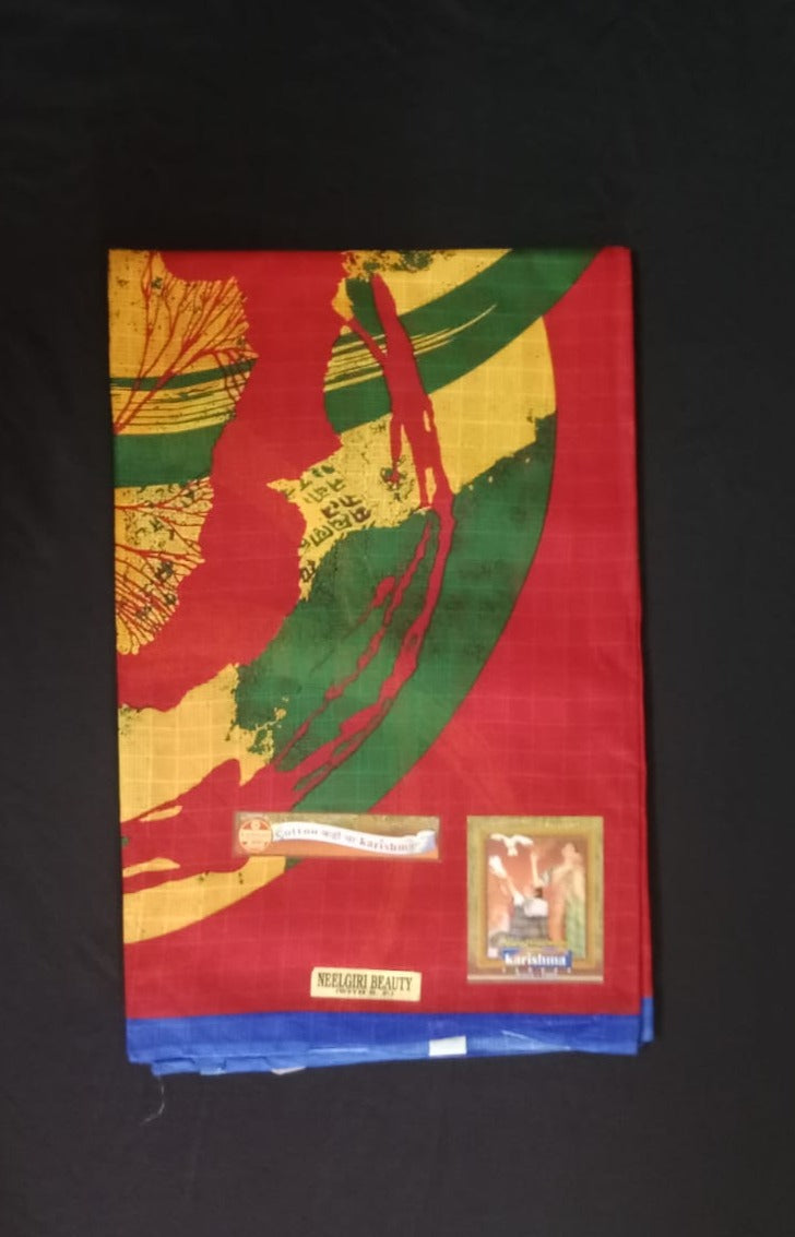 Sober Red Karishma Printed Cotton Saree - With Blouse