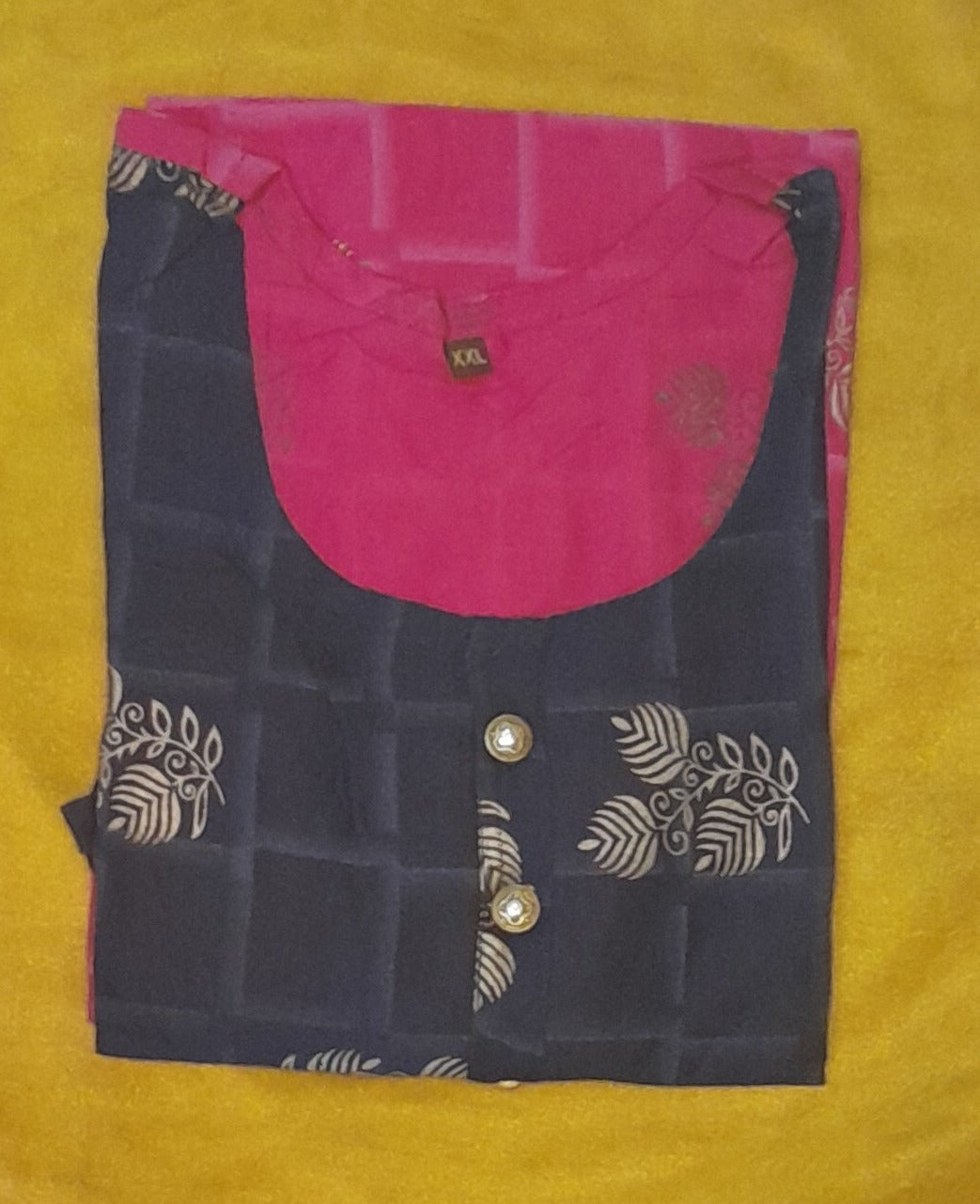 Women's Two Color Printed Top 3/4th Fish Cut Sleeves - SIze (XL,XXL) - SonaMandir
