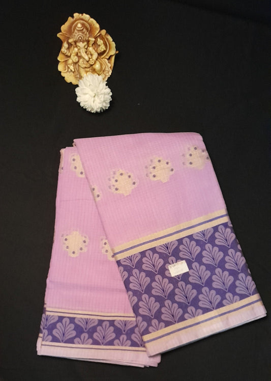 Elegant Mouve Coloured Handloom Cotton Saree - With Blouse ( Running )