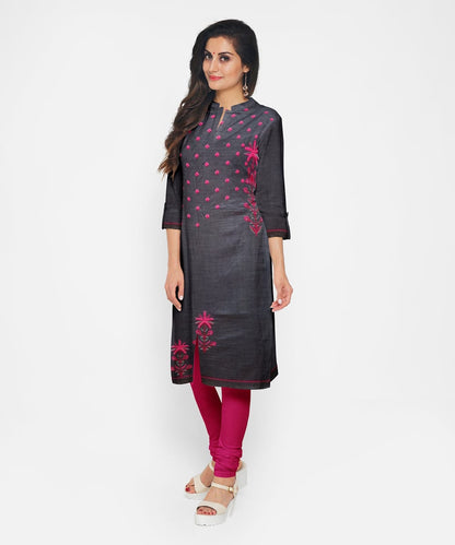Trupti Ash Grey Unstitched Embroidered Material With Contrast Brocade Shall & Bottom