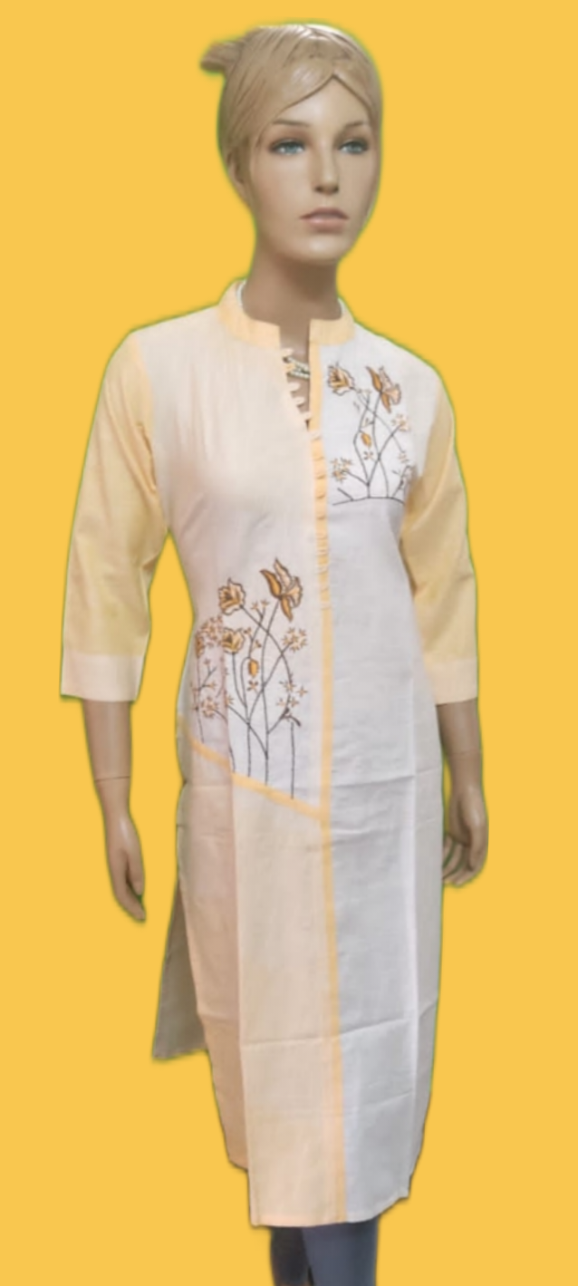 Womens Double Colour Cotton Kurti With  3/4th Sleeves - Size(M,L) - SonaMandir