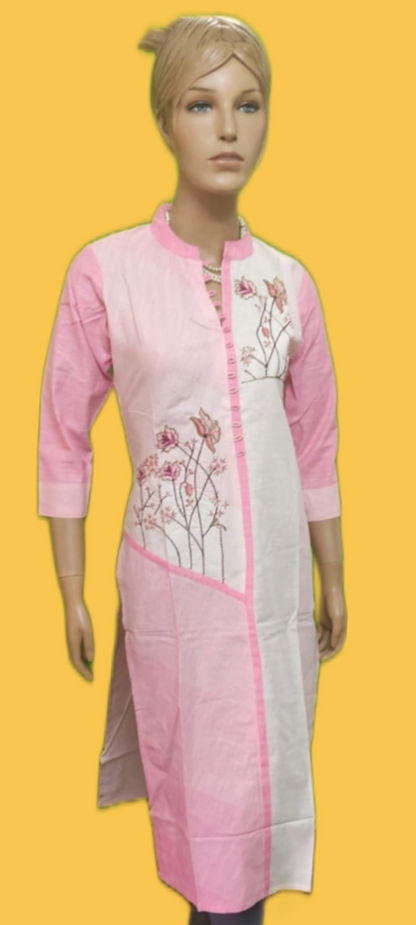Womens Double Colour Cotton Kurti With  3/4th Sleeves - Size(M,L) - SonaMandir