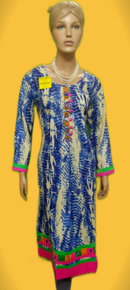 Womens TieDye Jaipuri Kurta Full Sleeves - Size(L) - SonaMandir