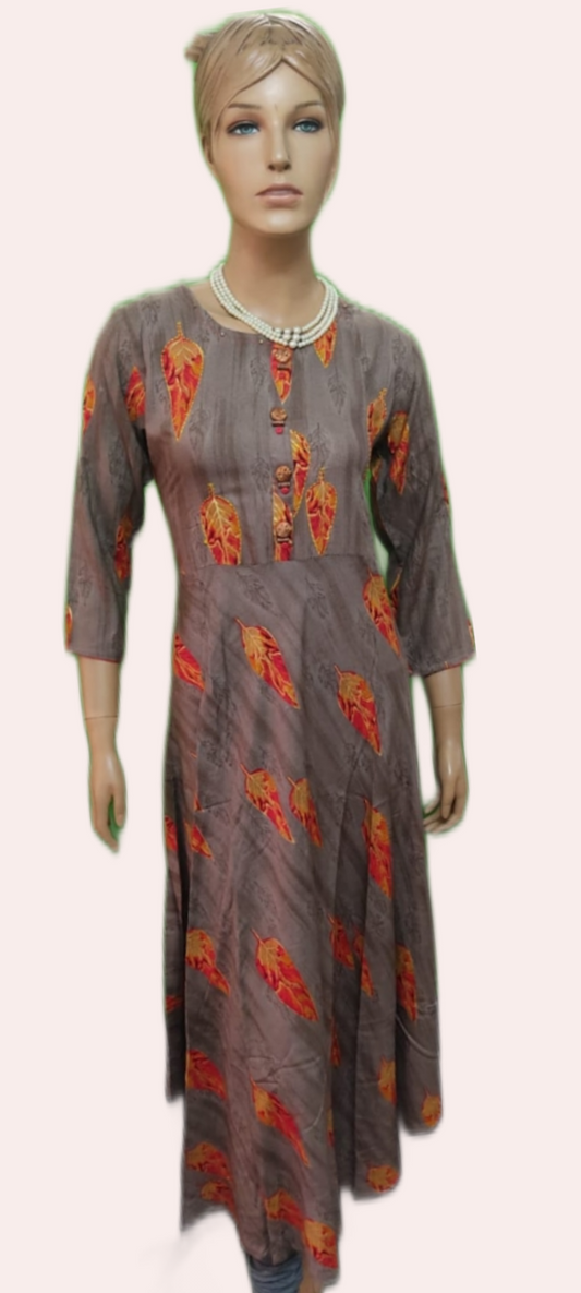 Coco Brown Wones's Frock Style 3/4th Sleeves  - SIZE(L) - SonaMandir