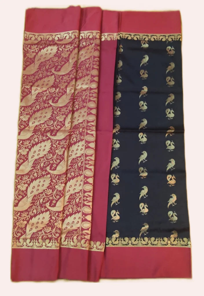 Women's Classic Pattu Style Silk Saree  - With Blouse - SonaMandir