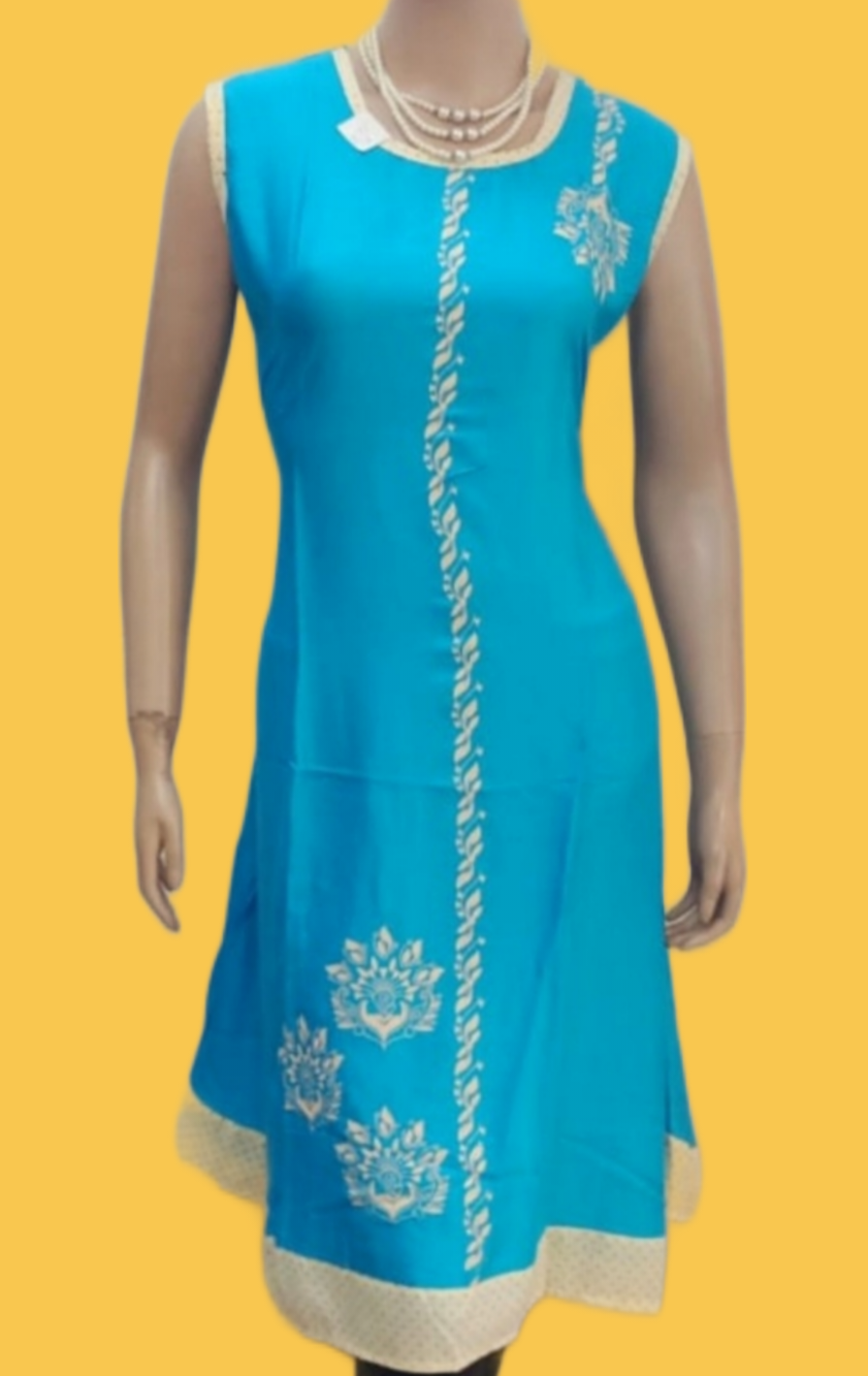 Womens Pepsi Blue Laser Kurta Sleeves(Unstitched) - Size (L) - SonaMandir