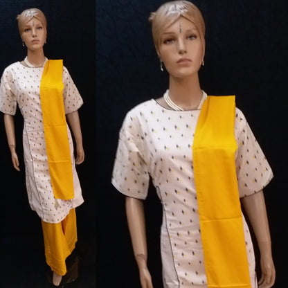 XXL - Golden Mustard & Off White Womens Cotton Palazzo Set in One Chic Colour