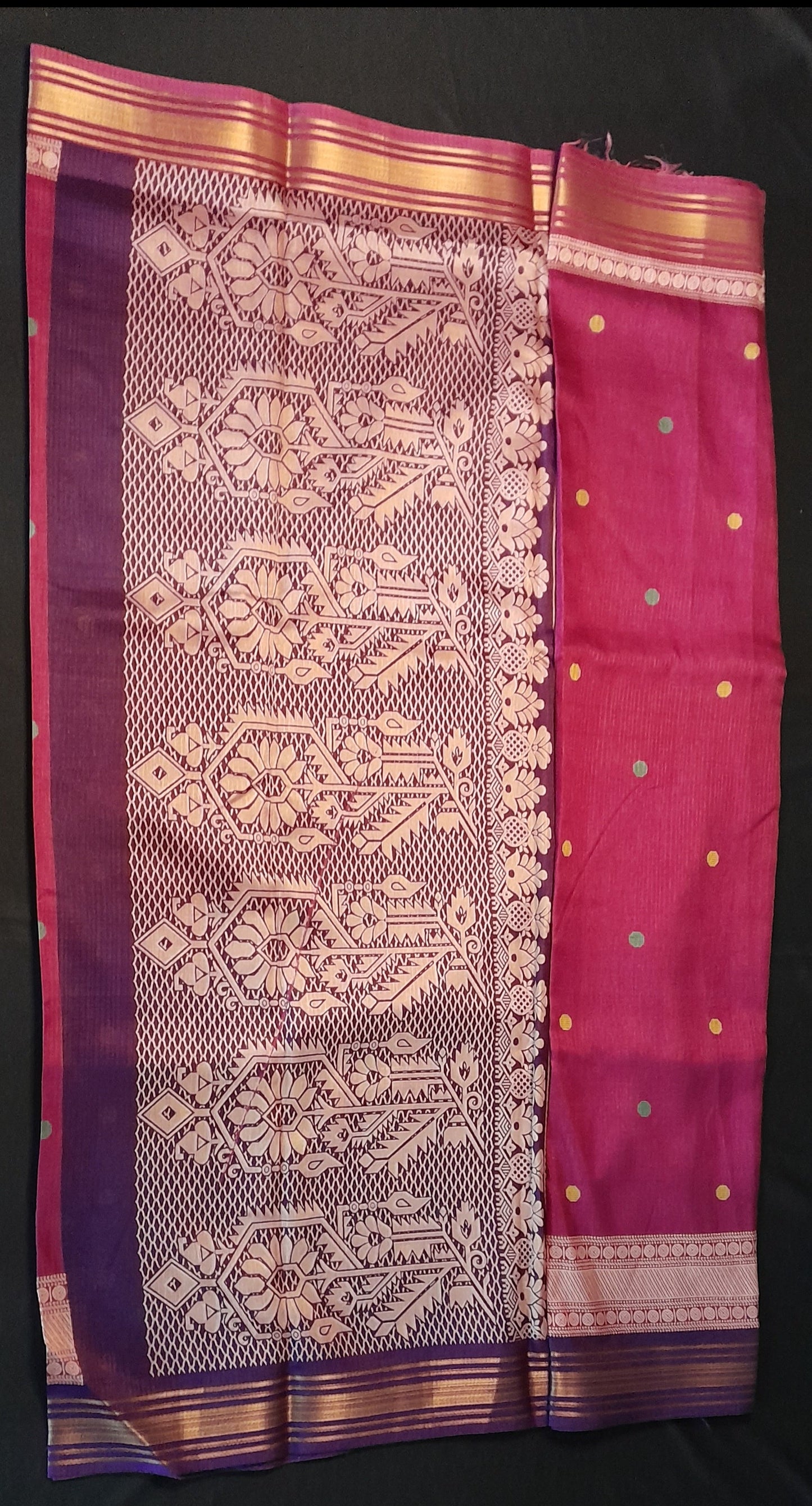 Vasundara Bhagalpuri Silk Cotton Saree - With Blouse ( Running )